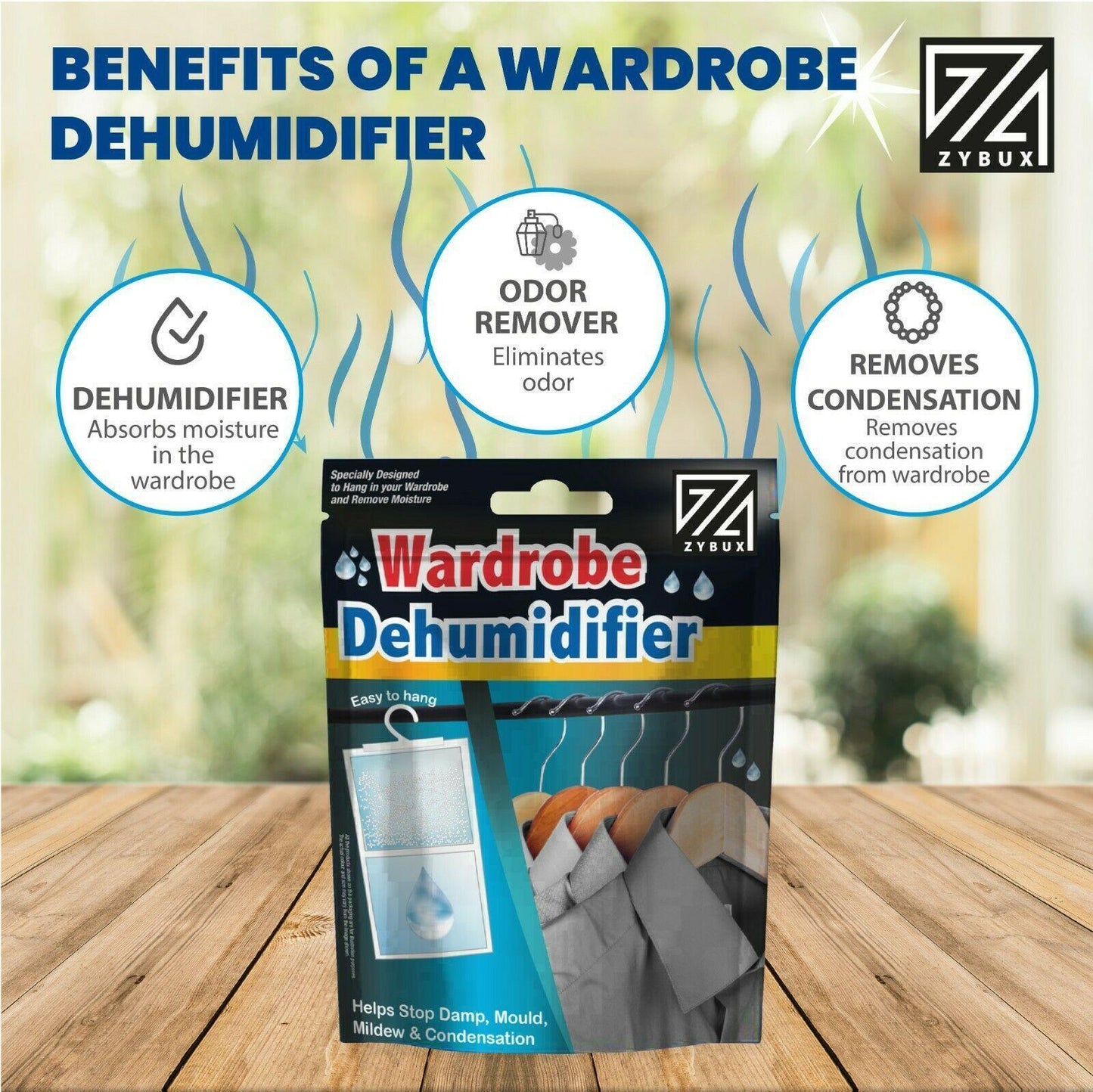 6 HANGING WARDROBE DEHUMIDIFIER BAGS MOULD MILDEW DAMP DRAWERS HOME DISPOSABLE