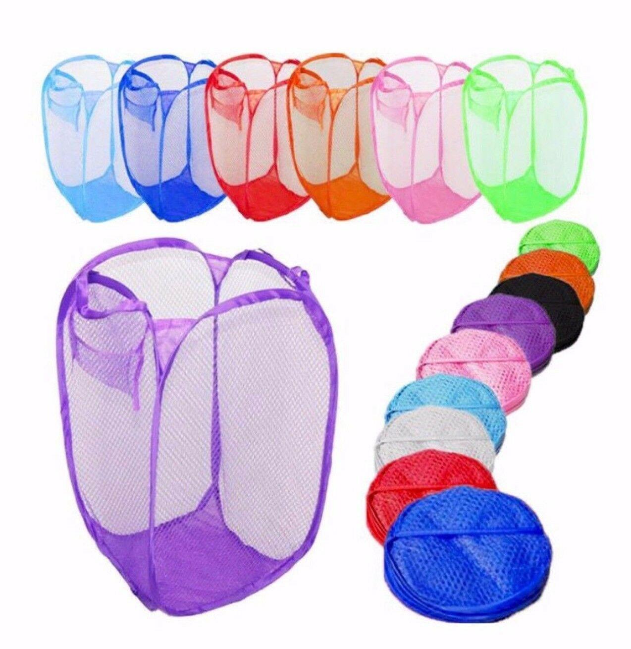LAUNDRY BAG WASHING POP UP MESH FOLDABLE LAUNDRY BASKET BAG BIN HAMPER STORAGE