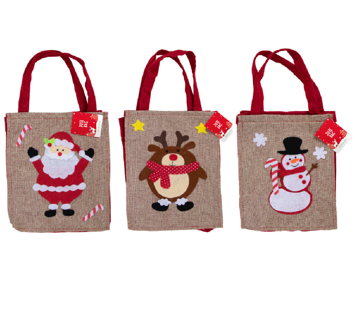 Jute HESSIAN CHRISTMAS Bag With HANDLES Kids Xmas Santa Stocking Gift Sack