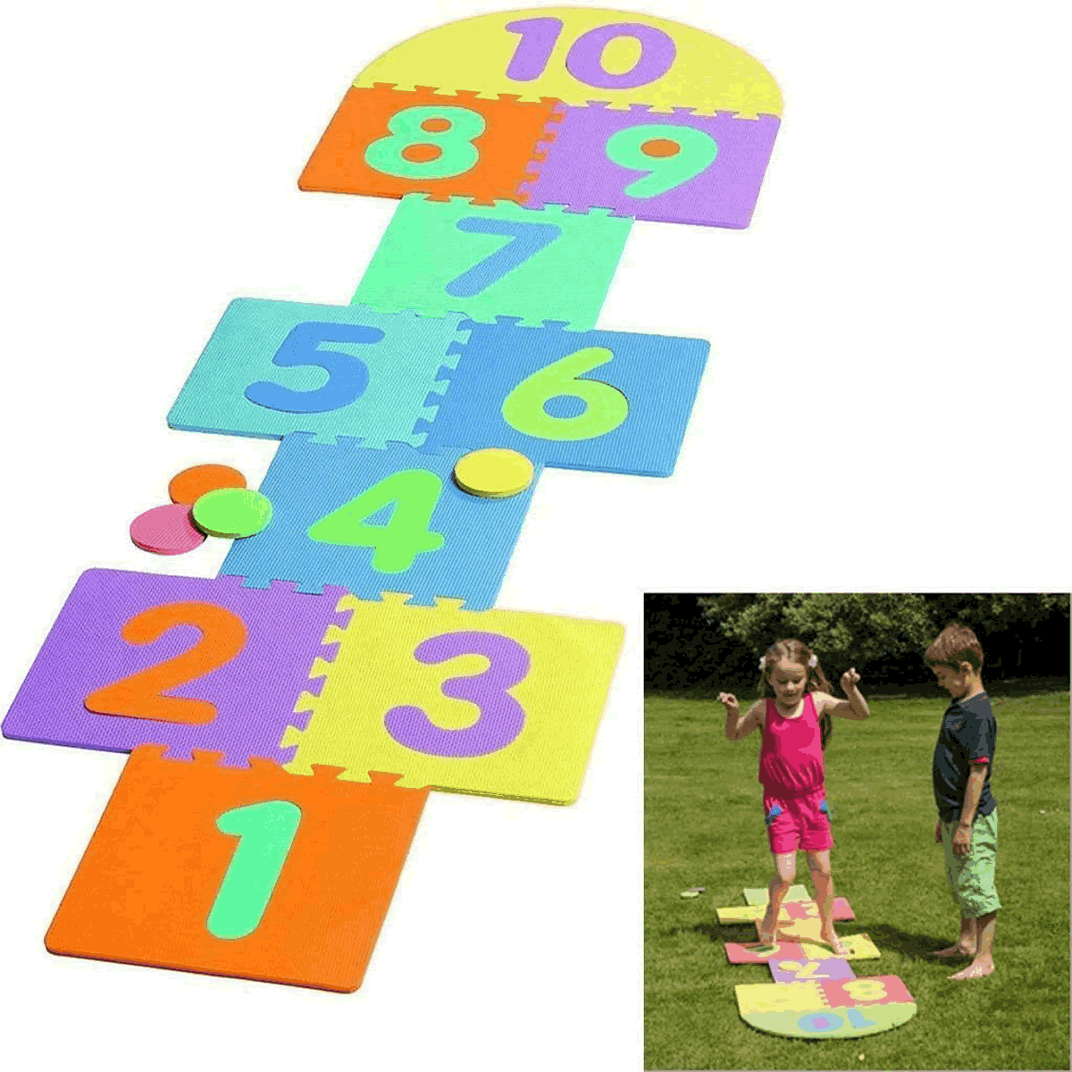 Giant Hop Scotch Puzzle Mat Indoor Outdoor Garden Family Hopscotch Game 210x60cm