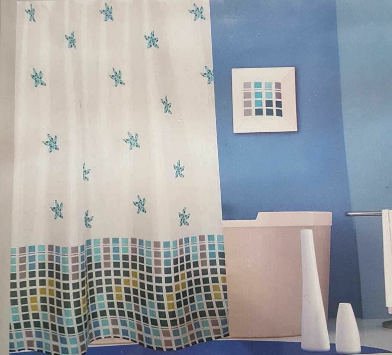 Luxury Modern Bathroom Shower Liner Curtains Extra Long with Hooks 180 x 180cm