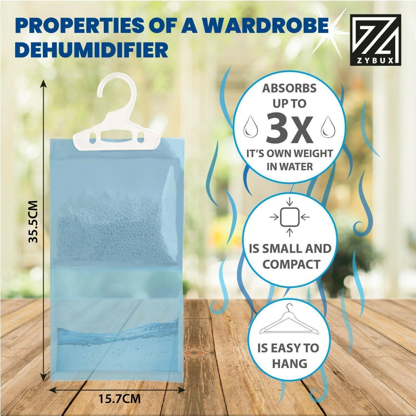 6 HANGING WARDROBE DEHUMIDIFIER BAGS MOULD MILDEW DAMP DRAWERS HOME DISPOSABLE