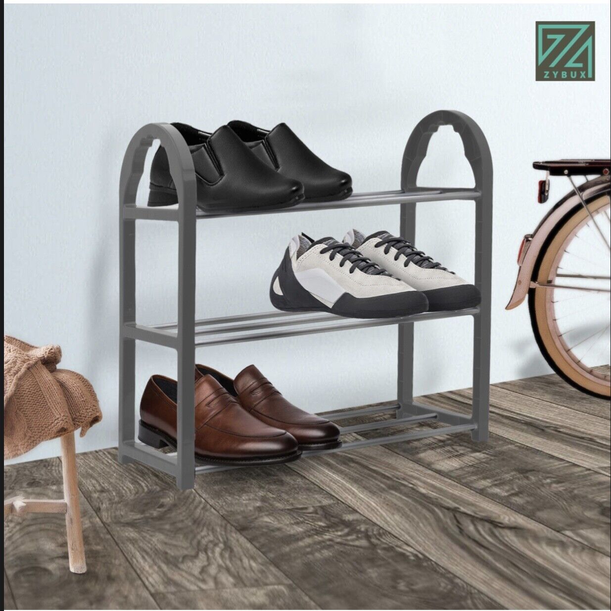 SHOE RACK Stand Storage Organiser Lightweight Compact SPACE SAVE Shelf Grey