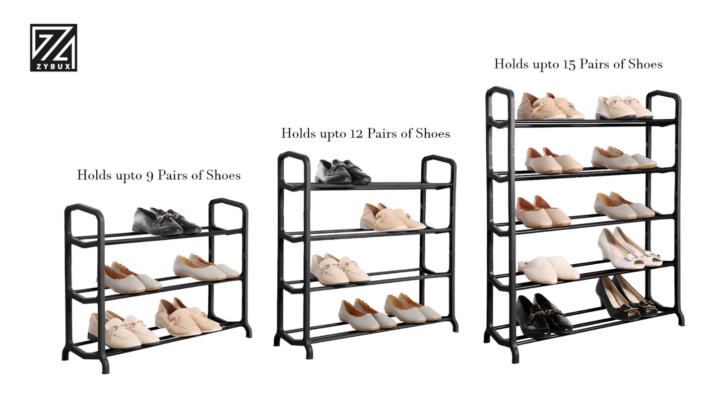 Black SHOE STAND Storage Organiser RACK Lightweight Compact Space Saving Saver