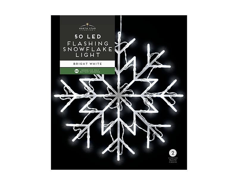 50 LED Snowflake String Lights Christmas Window Light Curtain Fairy Star Decor - ZYBUX