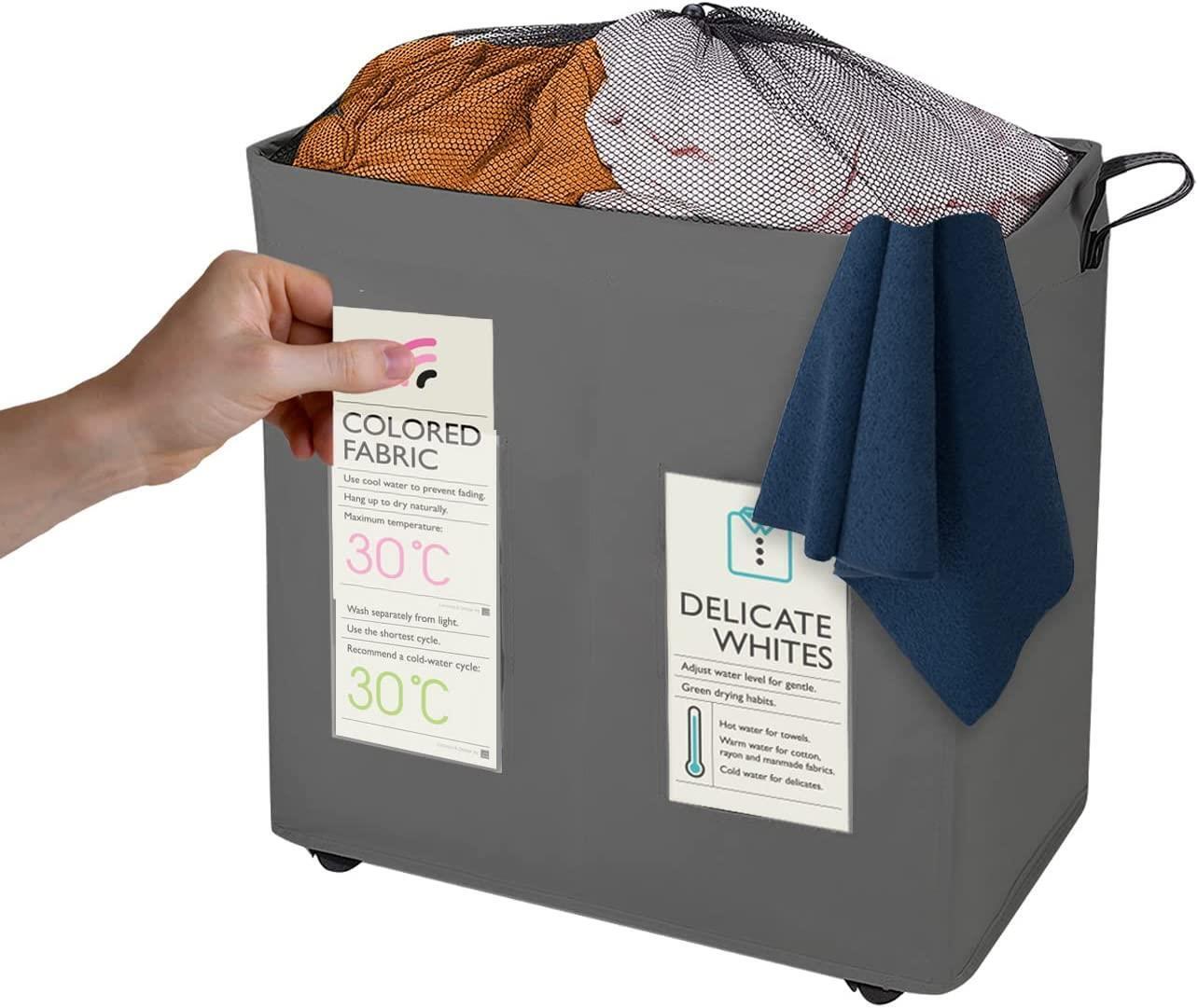 Laundry Basket Collapsible Fabric Hamper Wheelie COMPACT Clothes Bag Washing Bin