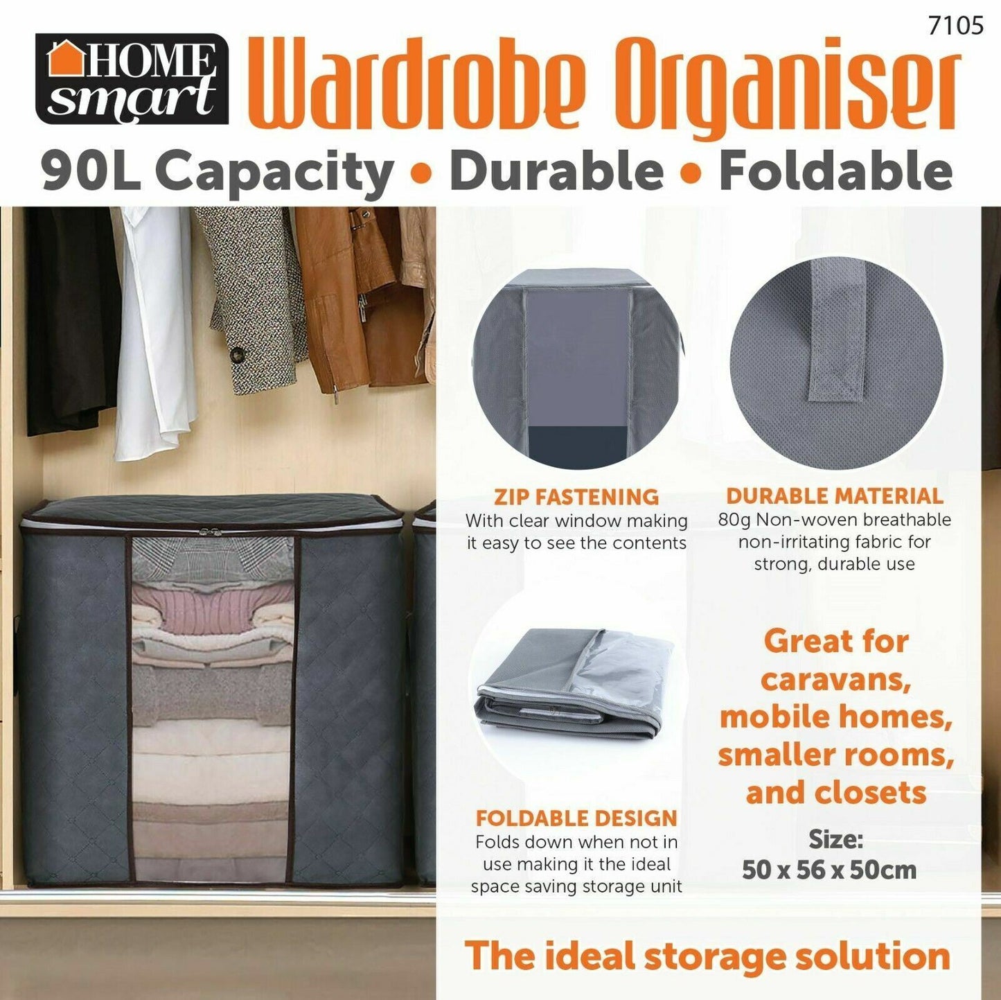 Underbed Clothes Storage Bags BASKET Organiser Wardrobe Cube Closet Boxes 90L