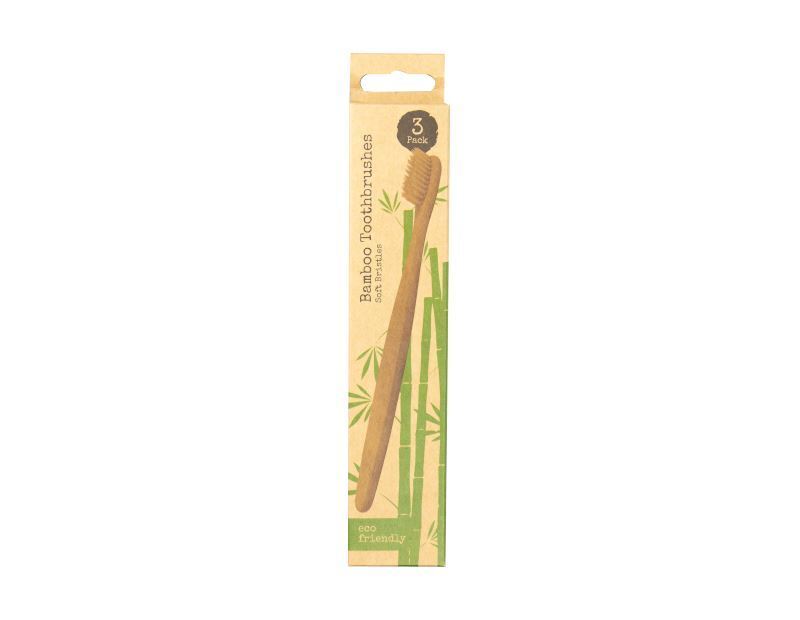 3 Pack Eco Friendly Bamboo Toothbrush Natural Biodegradable Wood Medium Bristles