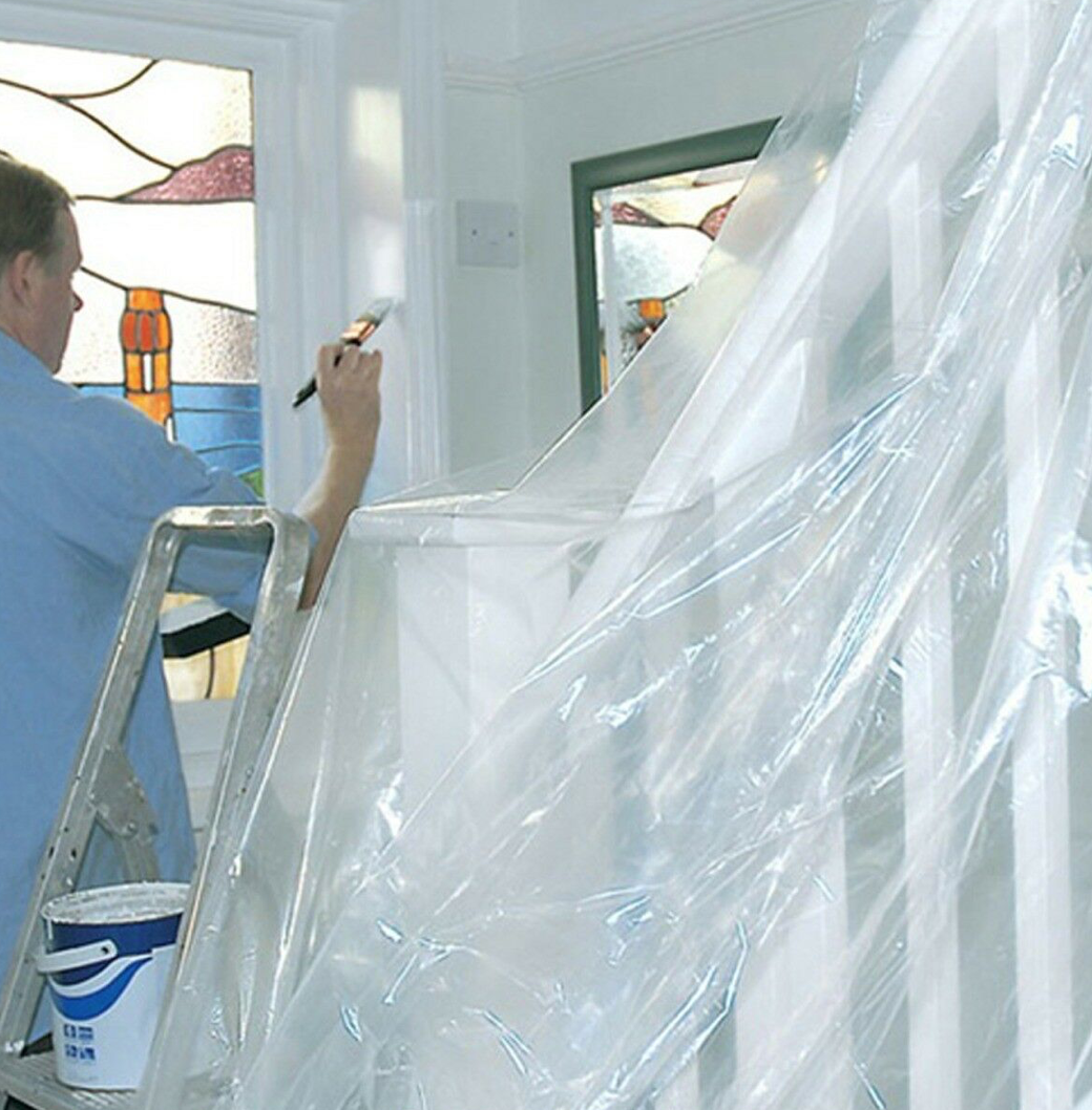 LARGE POLYTHENE DUST SHEET COVER DIY DECORATORS PAINTING DECORATING FURNITURE - ZYBUX