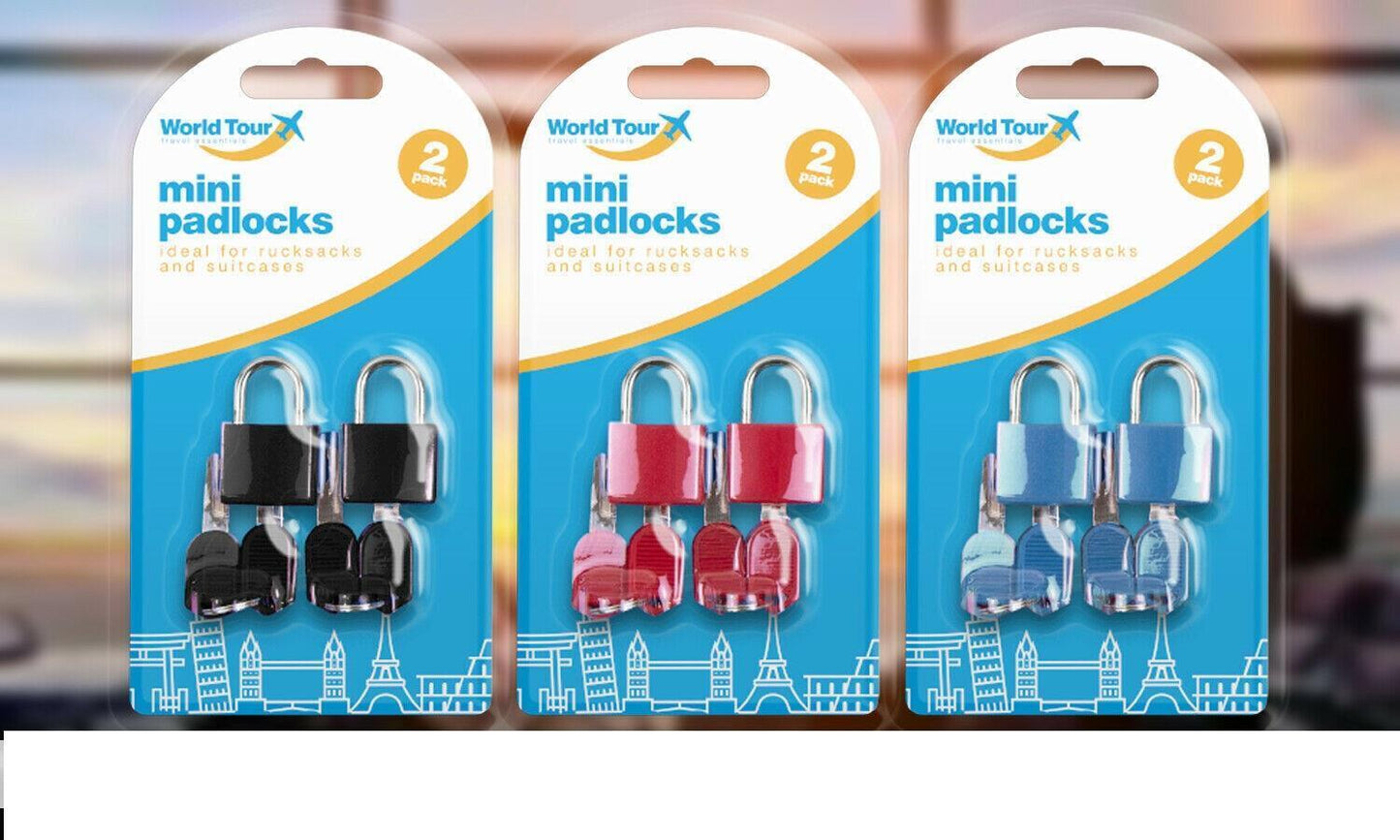 2Pc MINI PADLOCK SET Travel Holiday Suitcase Backpack Security Lock With Keys