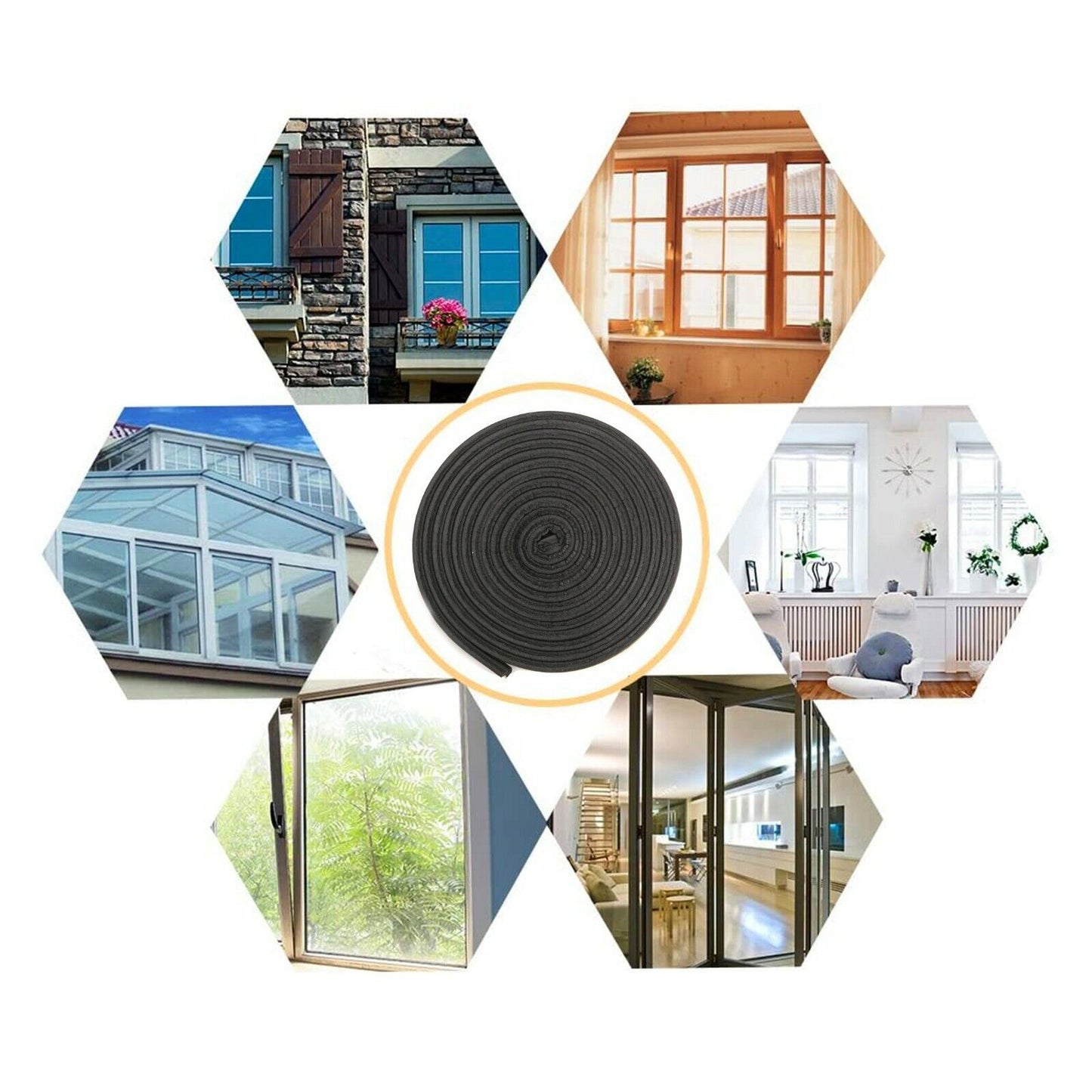5M Rubber Seal Weather Strip Foam Sticky Tape Door Window Draught Excluder EPDM