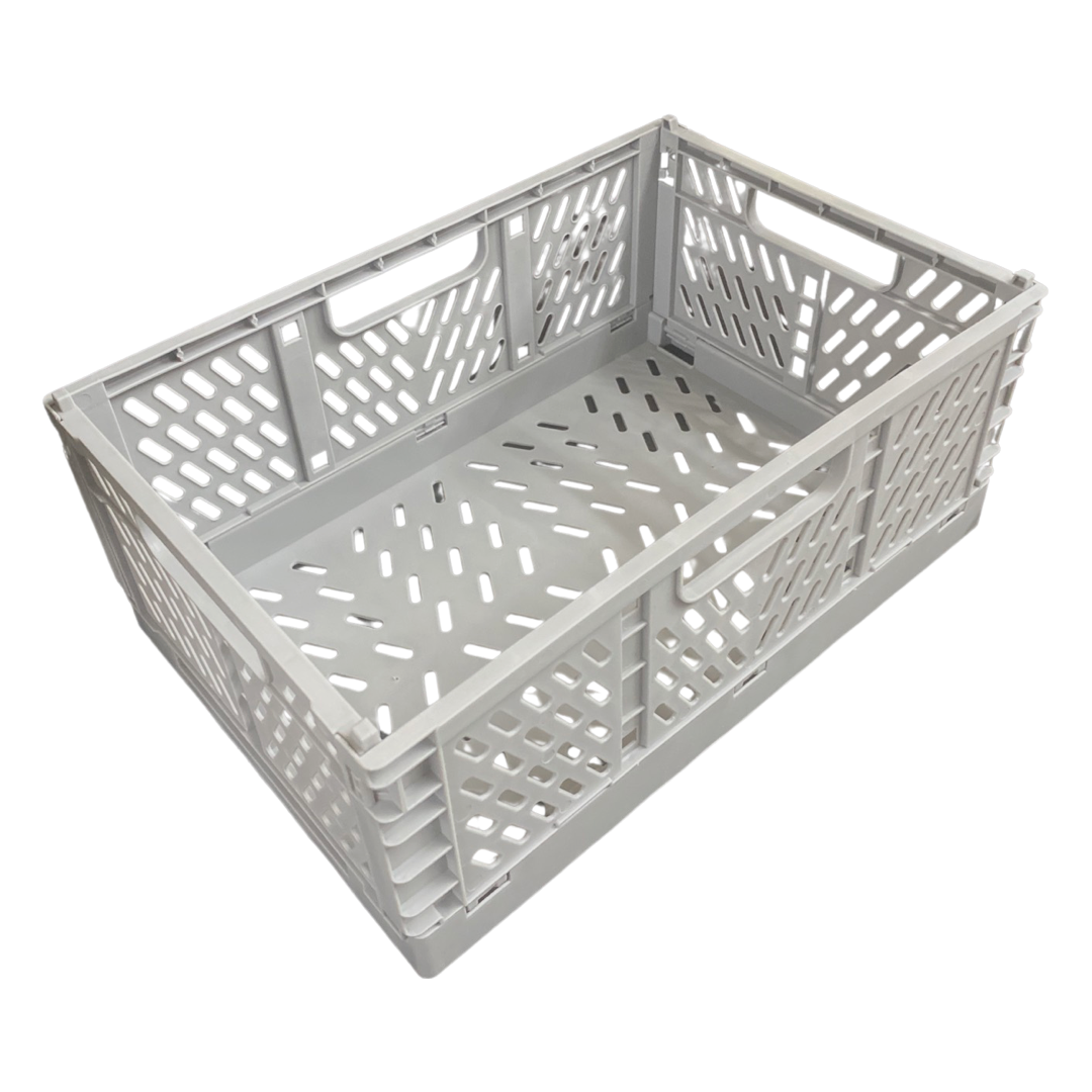 2pcs Folding Collapsible Plastic Storage Crates Boxes Cosmetic Stackable Basket - ZYBUX