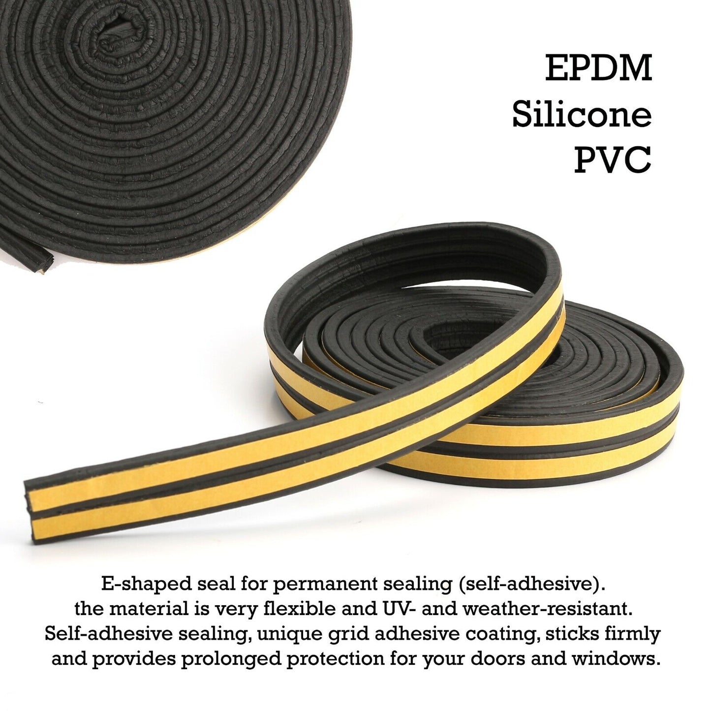 5M Rubber Seal Weather Strip Foam Sticky Tape Door Window Draught Excluder EPDM