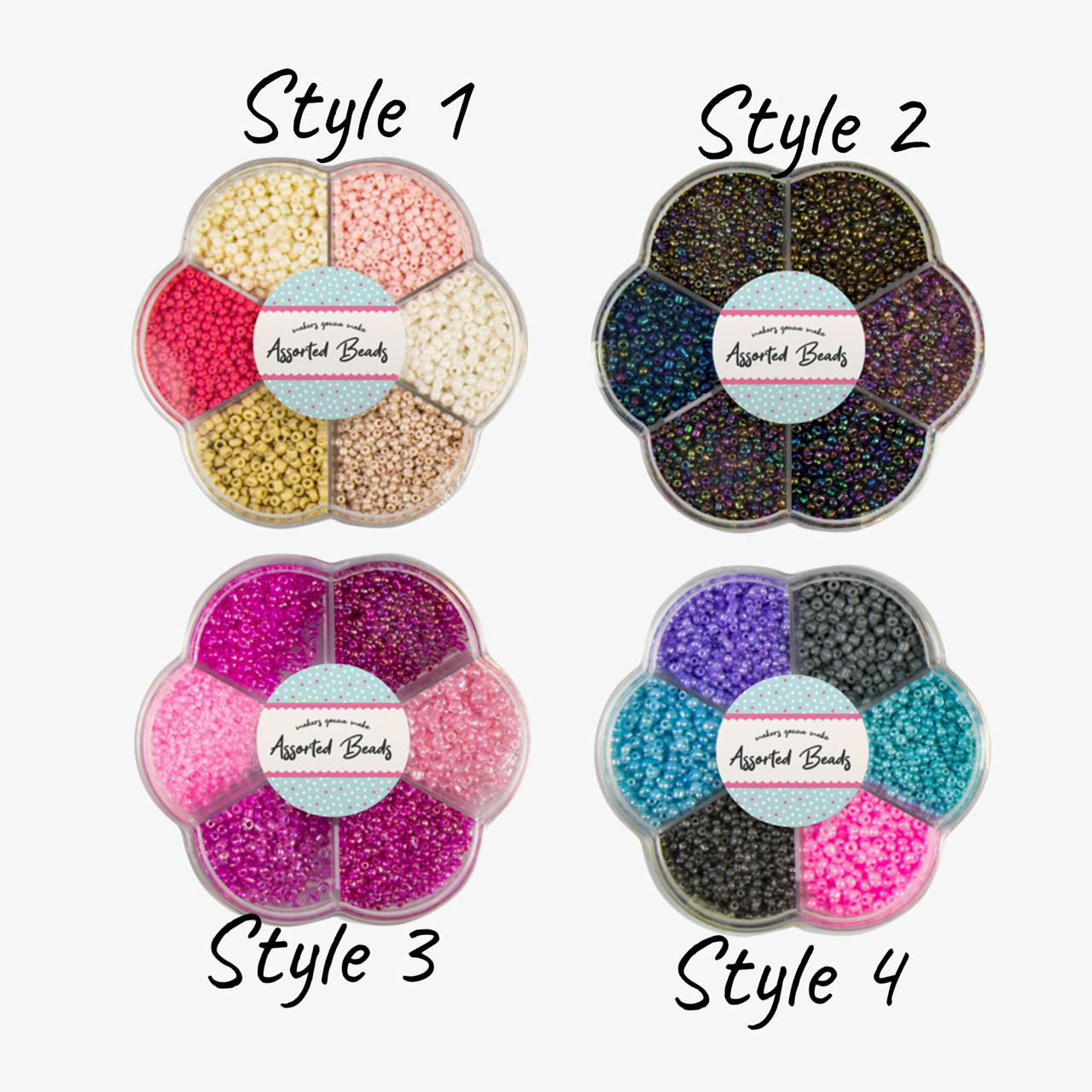 Assorted Beads In Flower Box - 100g Bright Colours Embroidery Jewellery Crafts