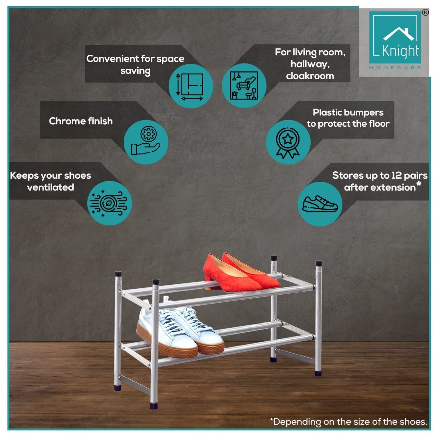 2 Tier Chrome Shoe Rack - Stackable & Expandable Organiser