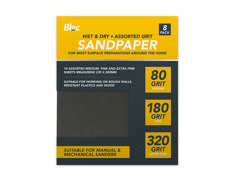 8 SHEETS ASSORTED GRIT WET & DRY SANDPAPER FINE MEDIUM EXTRA FINE SAND PAPER