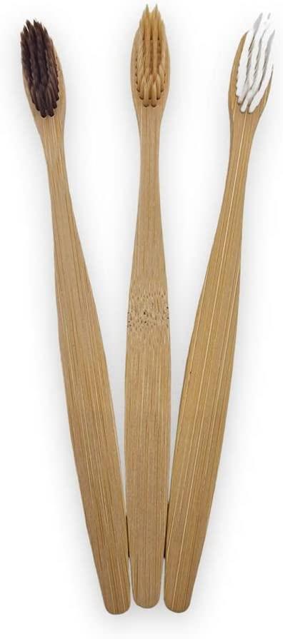 3 Pack Eco Friendly Bamboo Toothbrush Natural Biodegradable Wood Medium Bristles