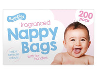 200 Disposable Nappy Bags Fragranced Baby Diaper Hygienic Tie Handle Sacks