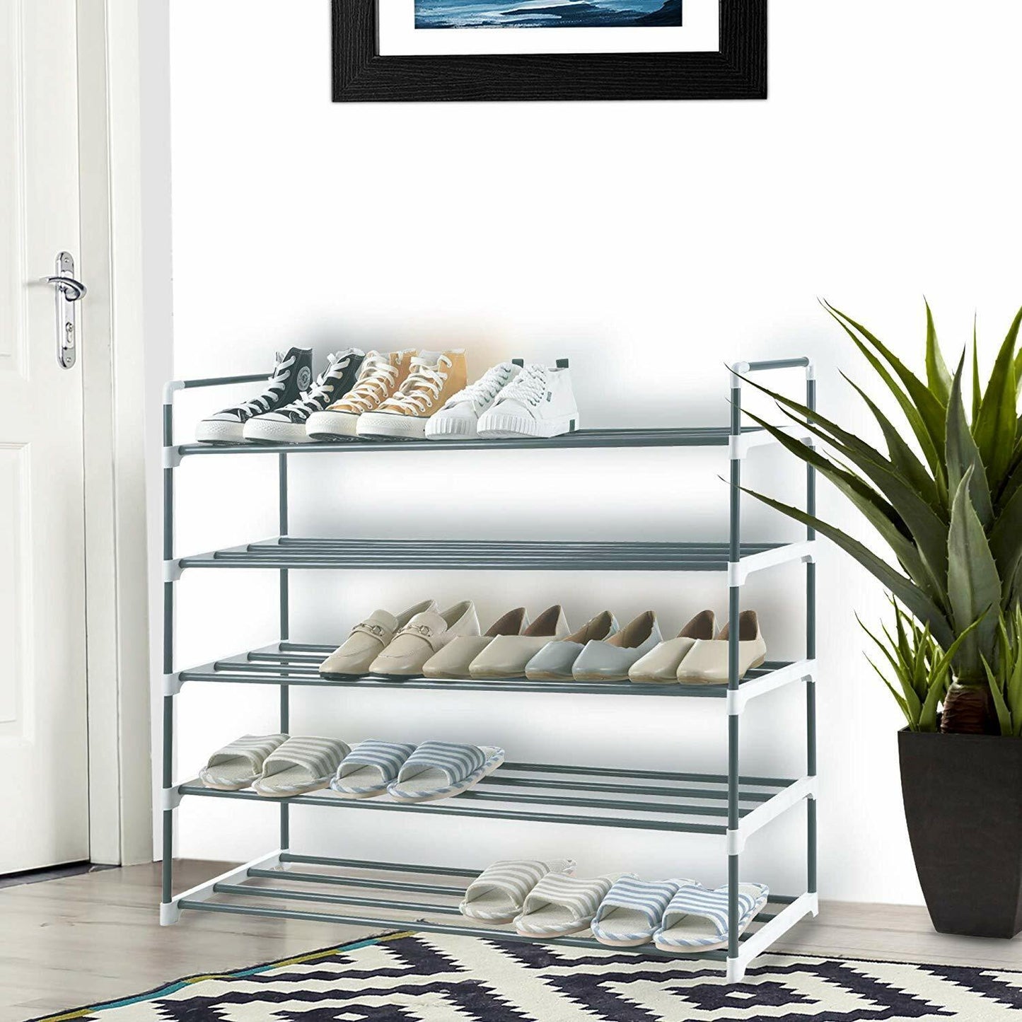 5 Tier Shoe Stand Storage Organiser Rack Compact Space Save Shelf HEAVY DUTY