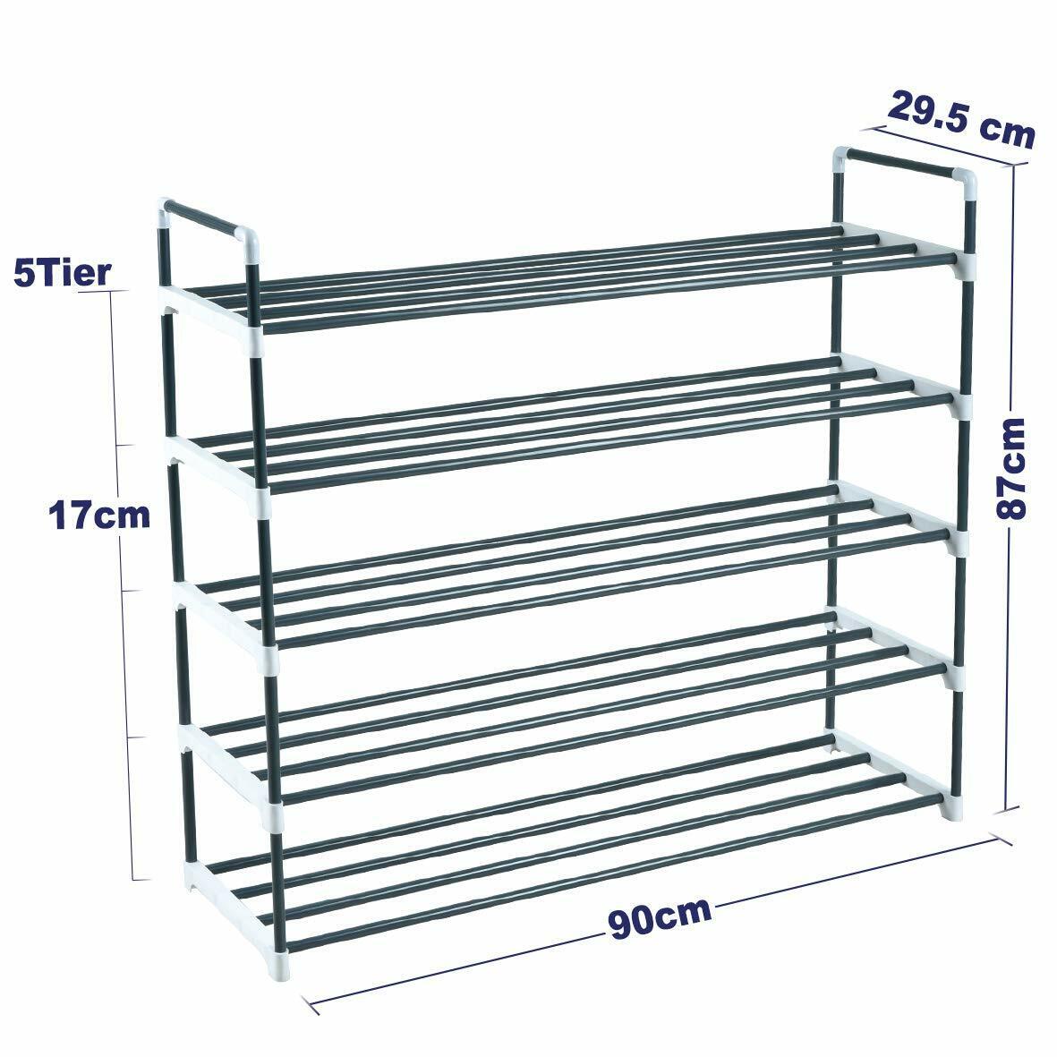 5 Tier Shoe Stand Storage Organiser Rack Compact Space Save Shelf HEAVY DUTY