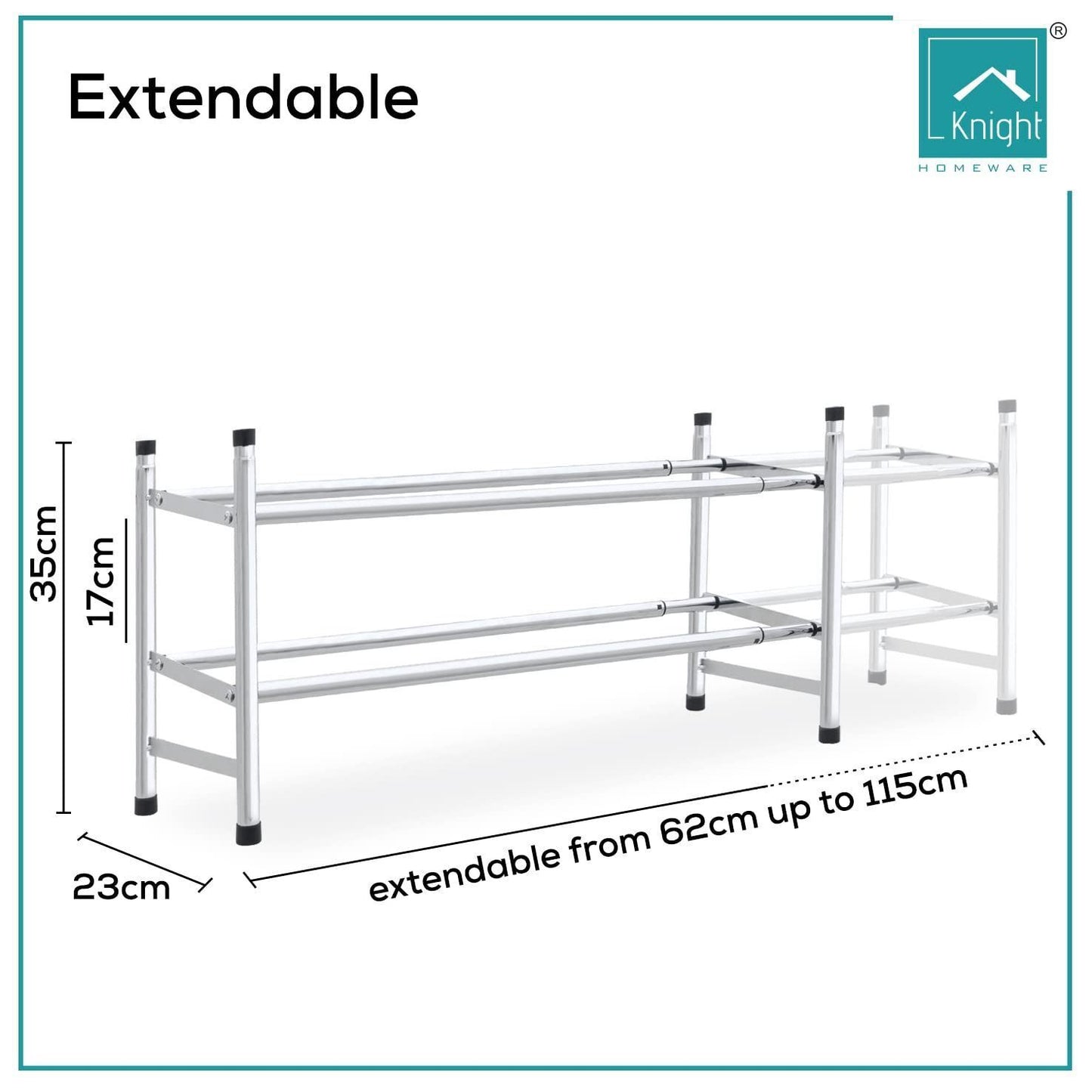 2 Tier Chrome Shoe Rack - Stackable & Expandable Organiser