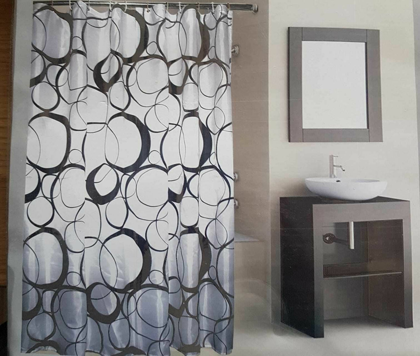 Luxury Modern Bathroom Shower Liner Curtains Extra Long with Hooks 180 x 180cm