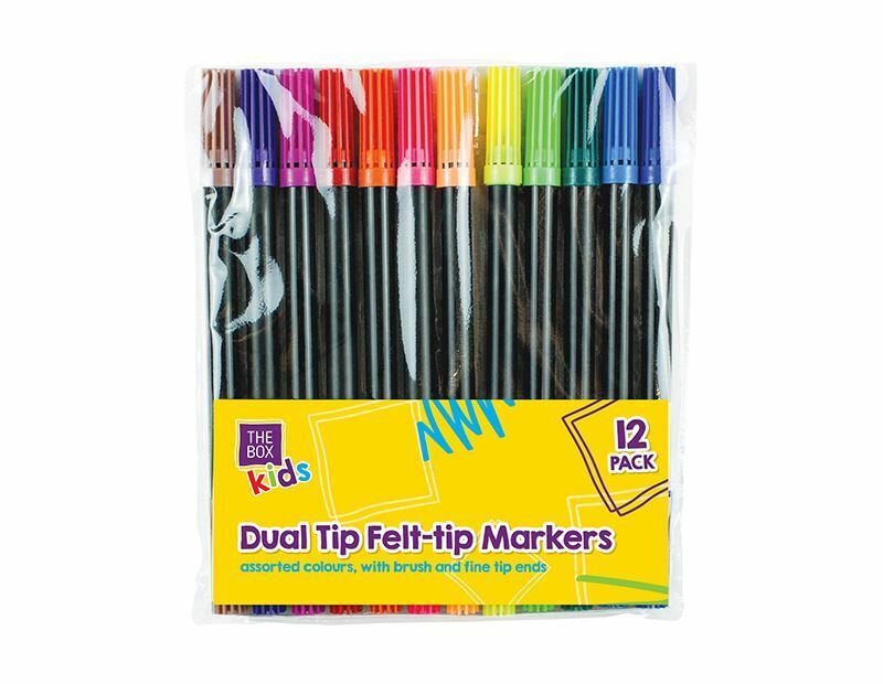 12 Double Ended Felt Tip Pens Dual Thick Thinner Adult Kids Colouring Therapy