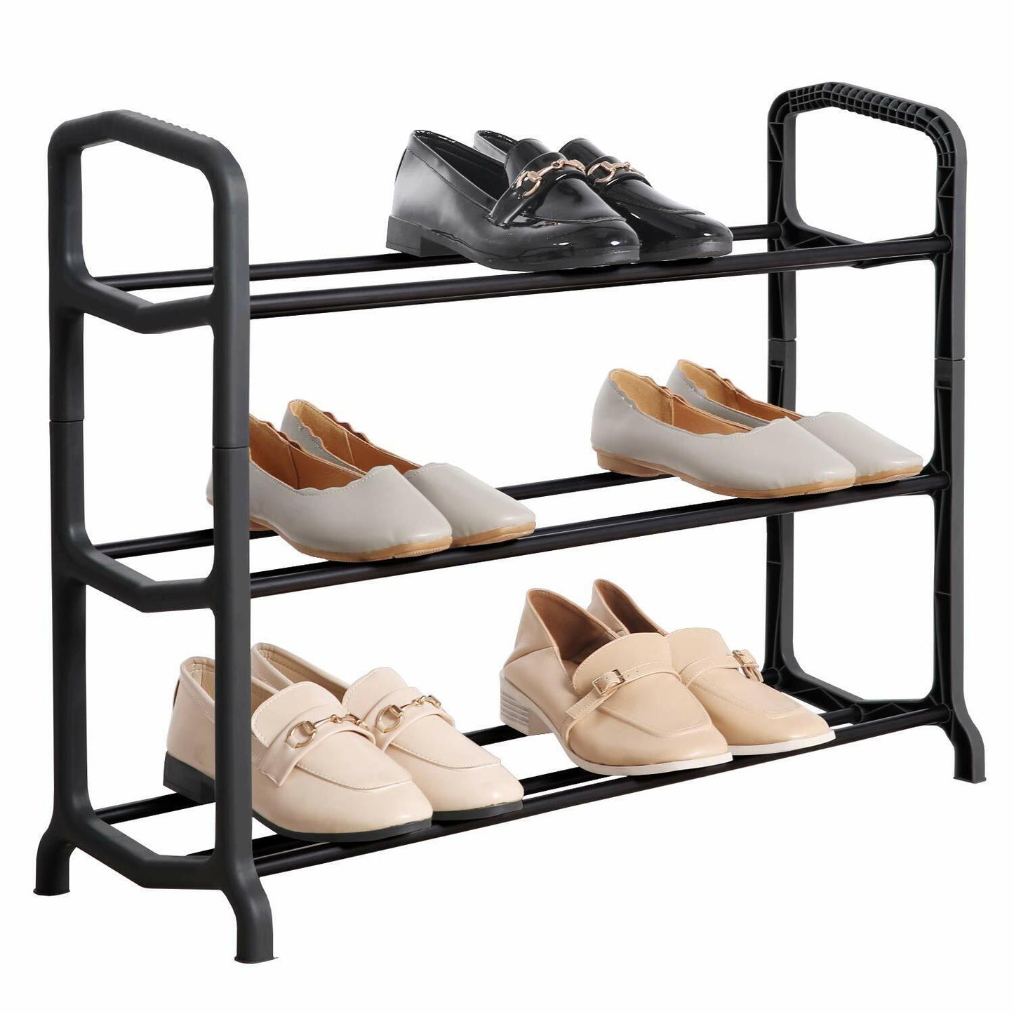 Black SHOE STAND Storage Organiser RACK Lightweight Compact Space Saving Saver