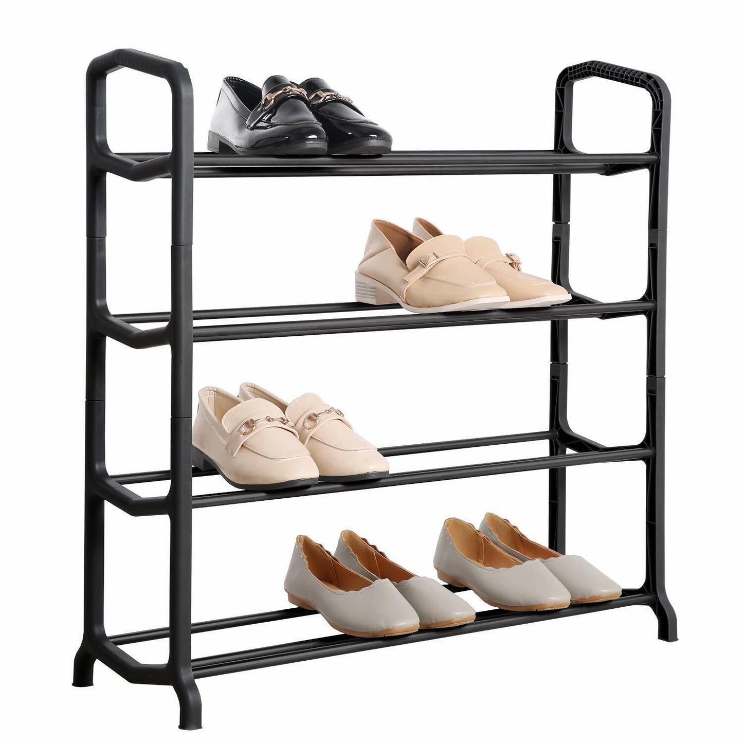 Black SHOE STAND Storage Organiser RACK Lightweight Compact Space Saving Saver