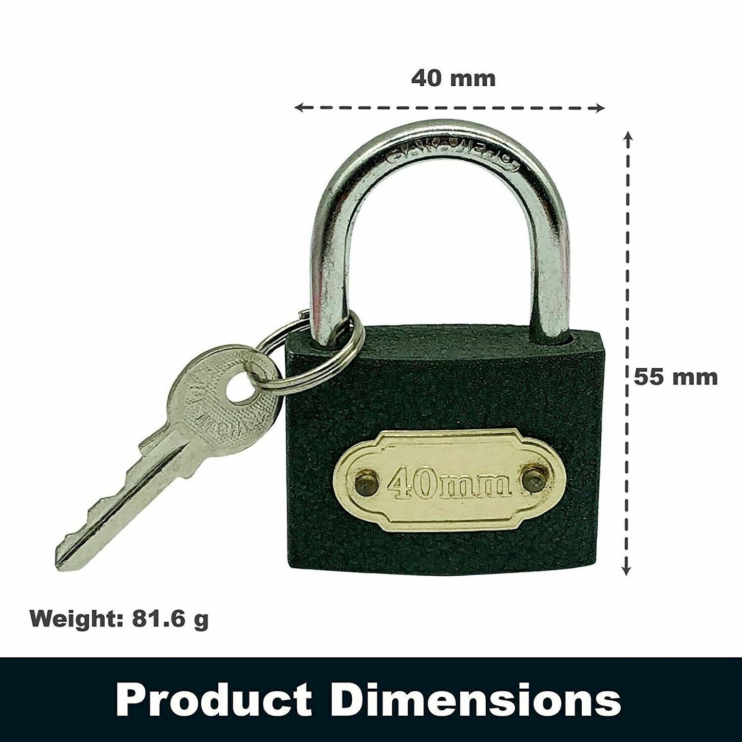 Padlock 40mm Heavy Duty Iron Outdoor Shed Safety Security Shackle Lock 2 Key