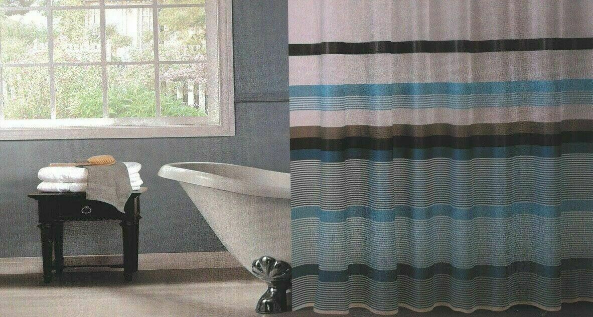Luxury Modern Bathroom Shower Liner Curtains Extra Long with Hooks 180 x 180cm