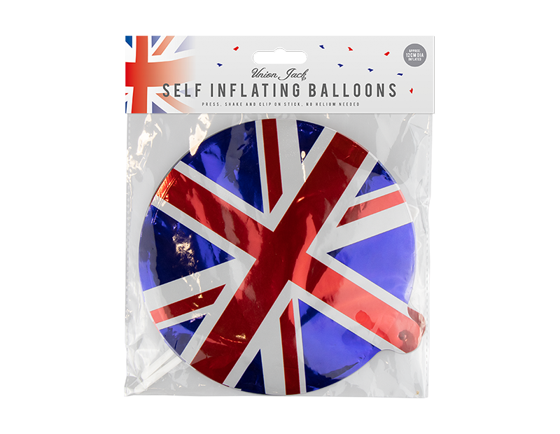 BALLOONS 2PK UNION JACK SELF INFLATING King Coronation Street Party Decor - ZYBUX
