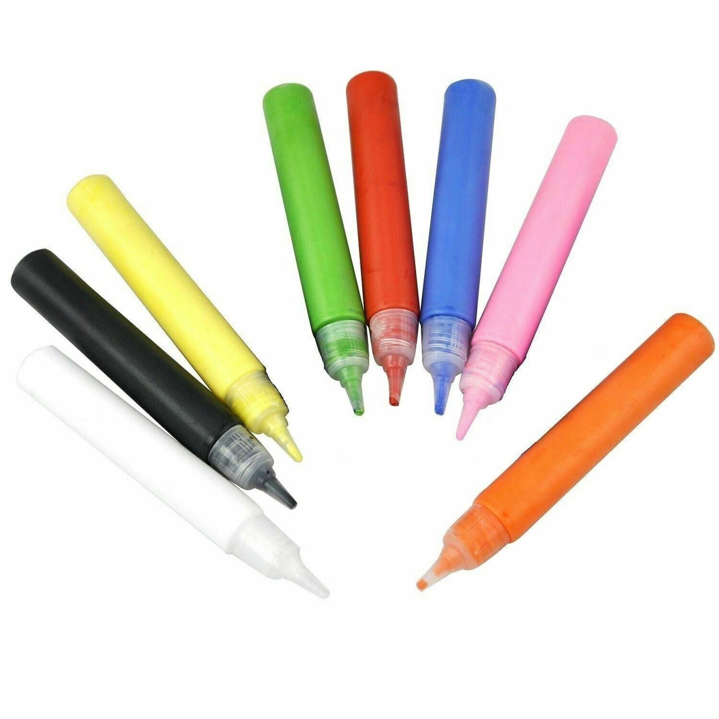 8 PACK FABRIC PAINTS PENS PERMANENT T-SHIRT CLOTHES ASSORTED COLOURS UK