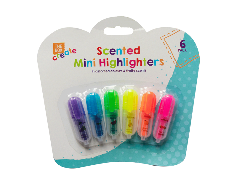 6x Mini Fluorescent Marker Pen Set For Office & School Pack
