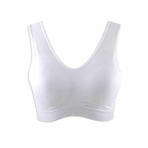 WHITE Seamless SPORTS STYLE BRA Crop Top Vest Comfort Stretch Bras