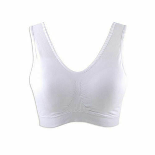 WHITE Seamless SPORTS STYLE BRA Crop Top Vest Comfort Stretch Bras Shape Wear UK