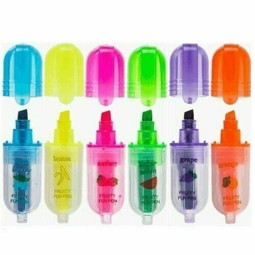 6x Mini Fluorescent Marker Pen Set For Office & School Pack