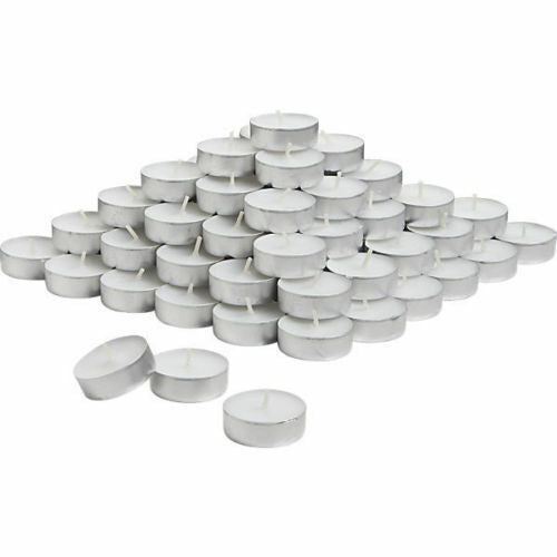100 Tea Light Candles - 4 Hour Long Burn, Unscented Night Lights