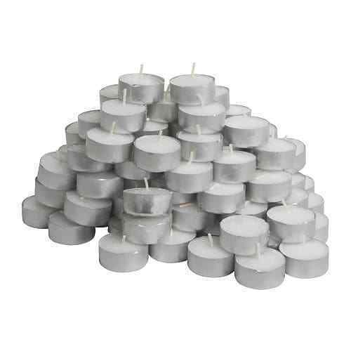 100 Tea Light Candles - 4 Hour Long Burn, Unscented Night Lights
