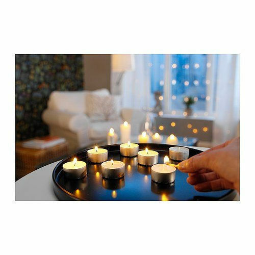 100 Tea Light Candles - 4 Hour Long Burn, Unscented Night Lights