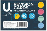 Pack of 80 Record Cards Ruled 6" x 4" Assorted Colours - Revision Index Cards