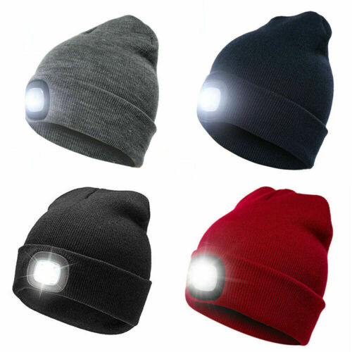 Knitted Wooly Beanie Hat With LED Light Unisex Warm High Powered Head Torch Lamp - ZYBUX