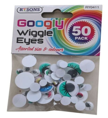 50 Mixed Coloured Googly Eyes For Craft or Kids Fun