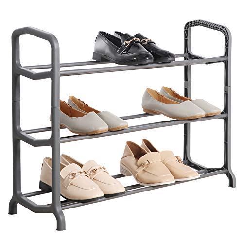 Shoe Rack 3 Tier Space Grey, For Living Room, Store between 9 to 12 Pairs