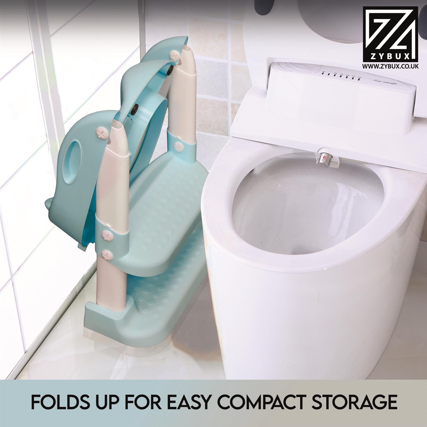 ZYBUX - Adjustable Potty Toilet Seat Baby Toddler with Durable Anti-Skid Kid Toilet Trainer with Step Stool and Ladder for Boys and Girls | Suitable for Toilets 38 - 42 cm Capacity up to 70 kg - ZYBUX