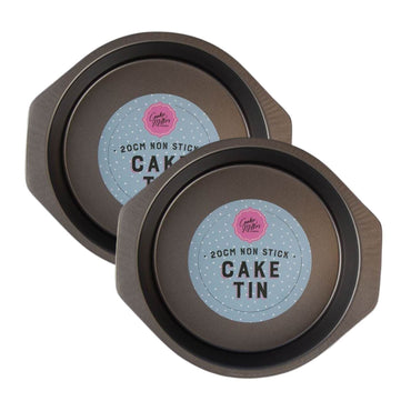 Square Round Cake Tins Baking Set of 2 Non Stick Bake Trays Wedding Tier - ZYBUX
