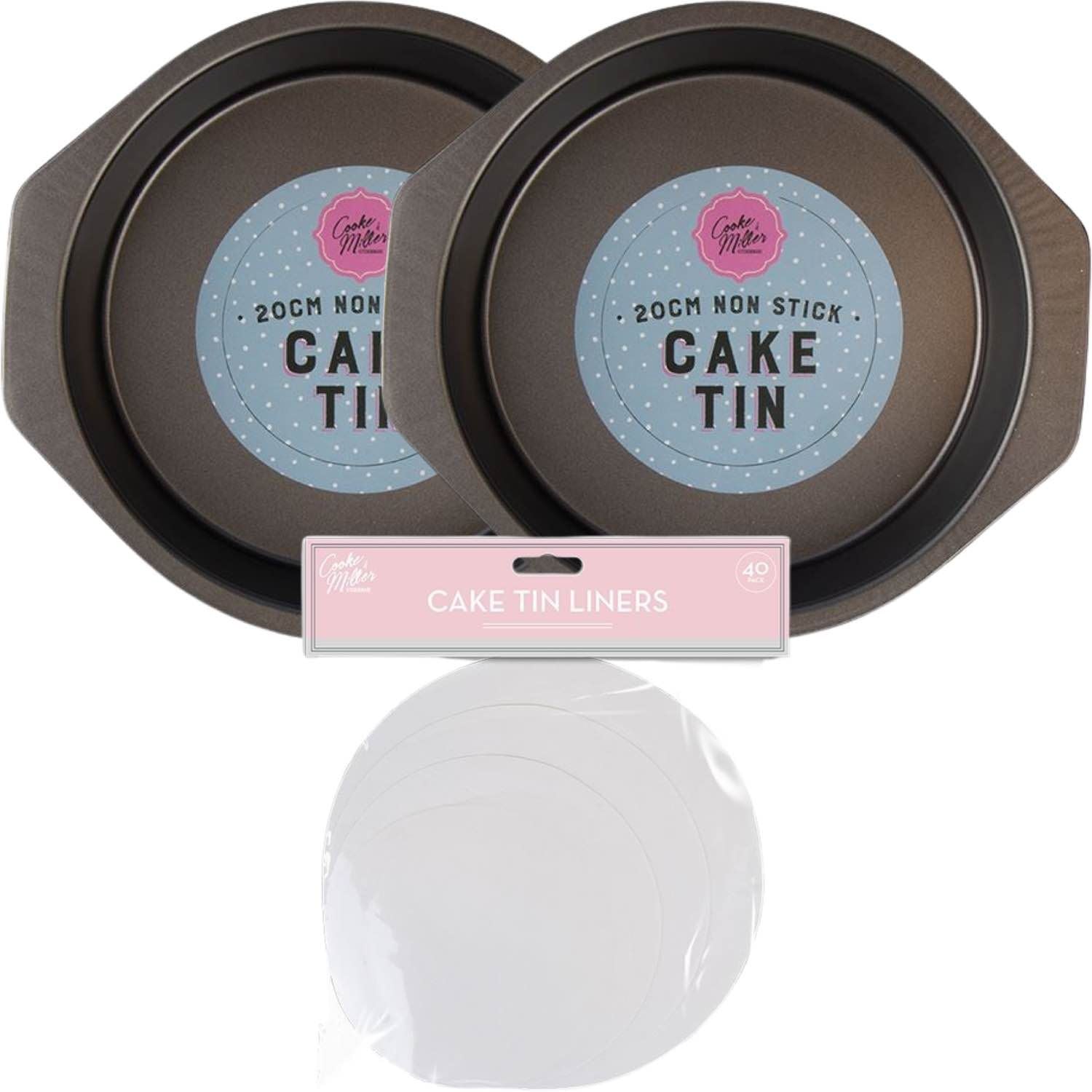 Square Round Cake Tins Baking Set of 2 Non Stick Bake Trays Wedding Tier - ZYBUX