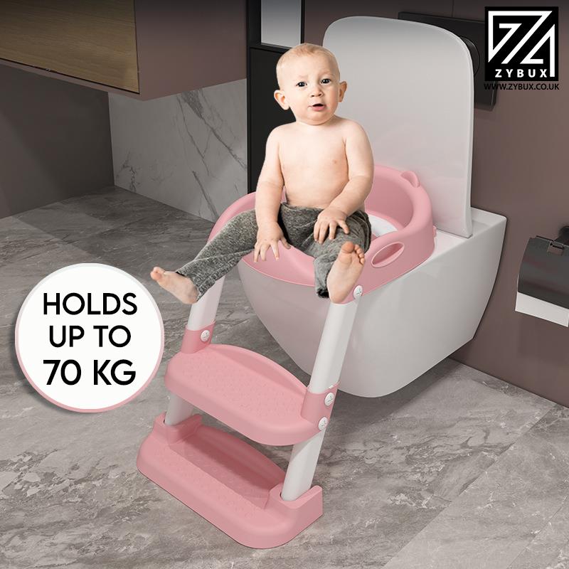 ZYBUX - Adjustable Potty Toilet Seat Baby Toddler with Durable Anti-Skid Kid Toilet Trainer with Step Stool and Ladder for Boys and Girls | Suitable for Toilets 38 - 42 cm Capacity up to 70 kg - ZYBUX