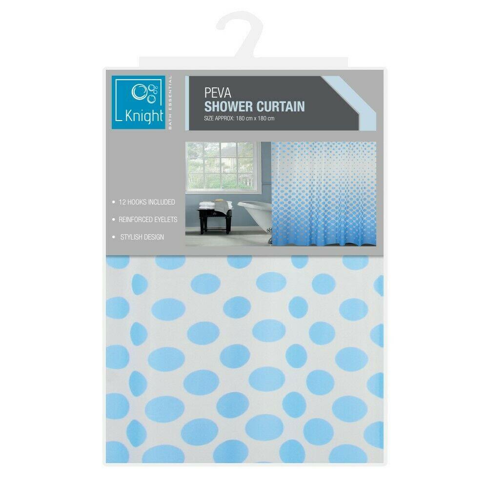 Luxury Modern Bathroom Shower Liner Curtains Extra Long with Hooks 180 x 180cm