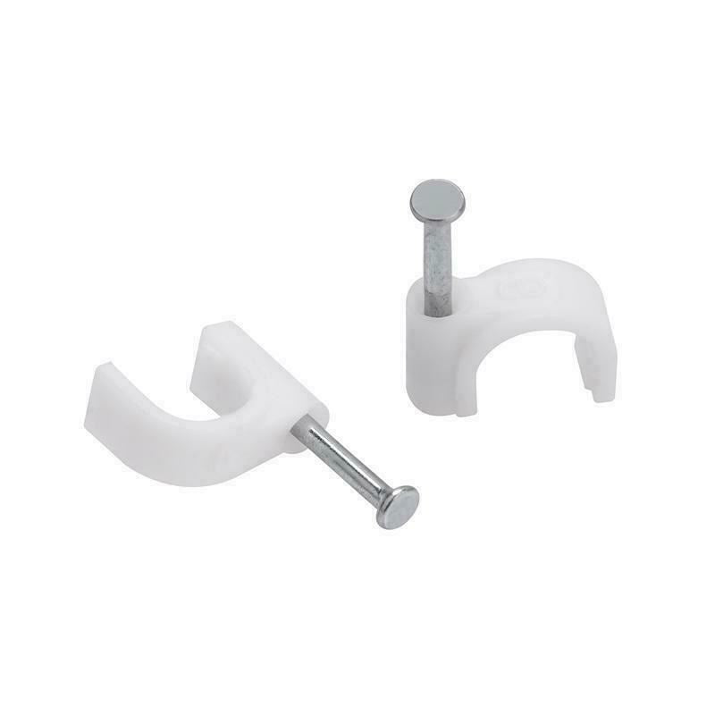 120 Pack White CABLE CLIPS Wall Tacks Wire Cord Detangle Clamp Sizes 6mm Approx - ZYBUX